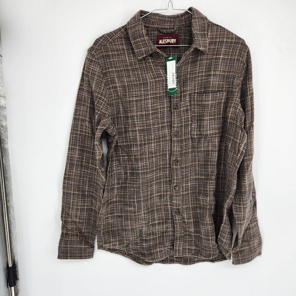 Alesbury‎ Men's XS Olive Textured Tweed Shirt NWT